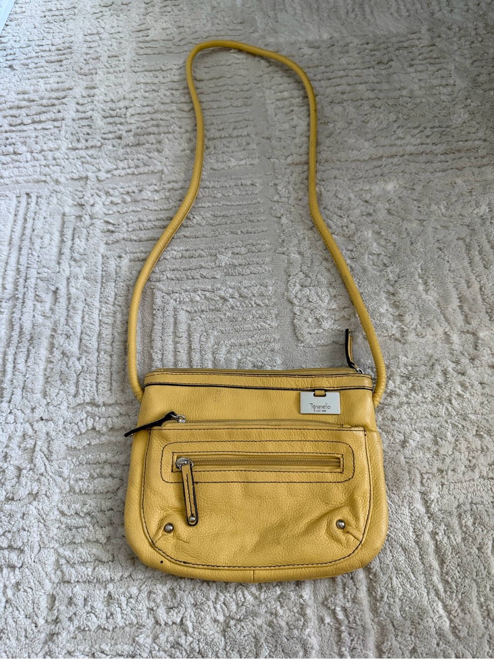 Tignanello y2k vintage yellow Leather Crossbody Bag
